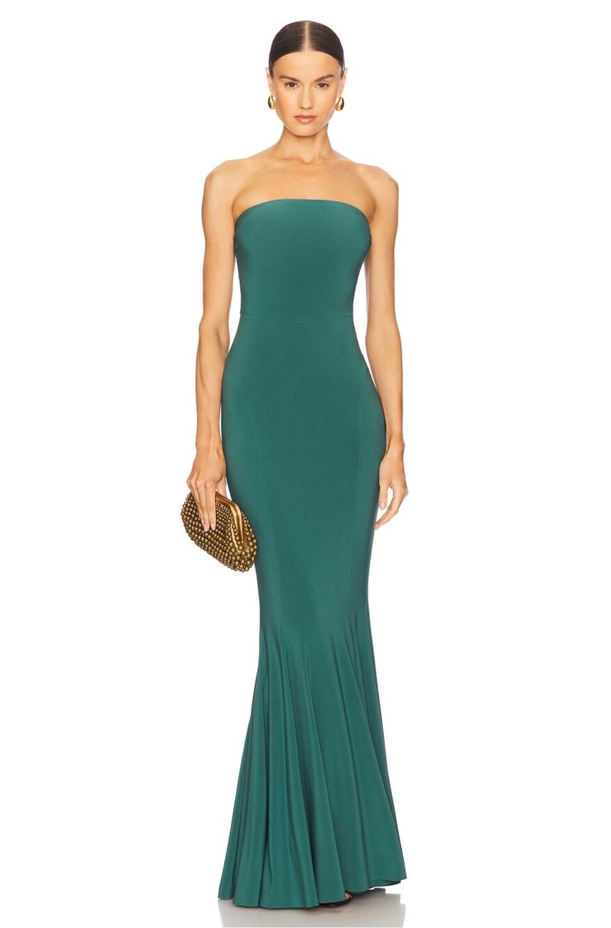 NEW Norma Kamali Strapless Fishtail Gown Mountain Green size XS